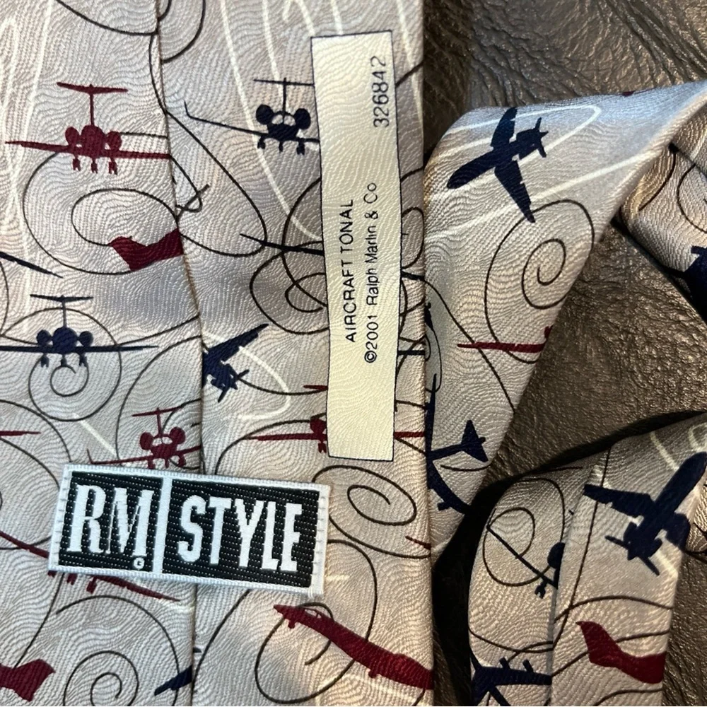 Ralph Marlin RM Aircraft Tonal 2001 Neck Tie RM Style Lisa M‎ Davie Men’s